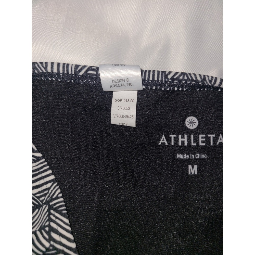 Athleta Black White Geometric Print Swimsuit Bikini Bottoms Size M - Picture 13 of 16